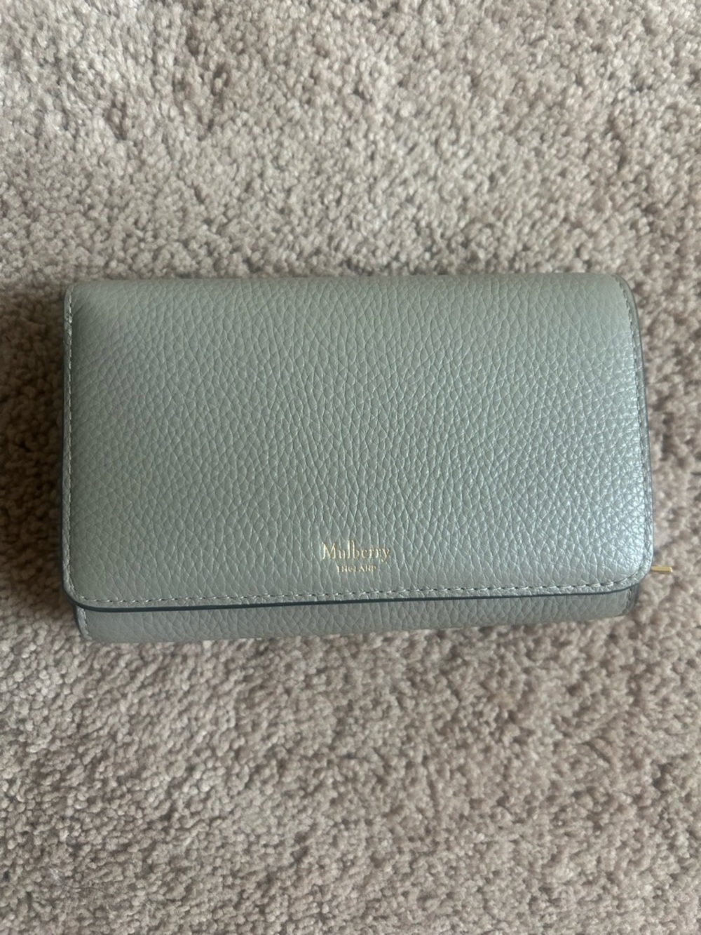 Mulberry Pebbled Leather Compact Wallet in Light Grey